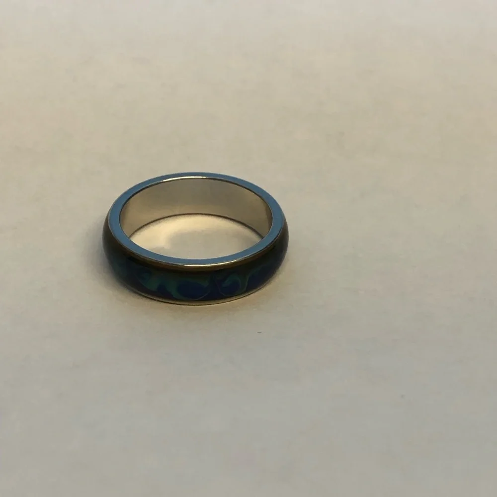 Blue and Green Enamel mood ring Band size 9